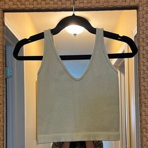 Ribbed Cropped Mint Green Tank Top